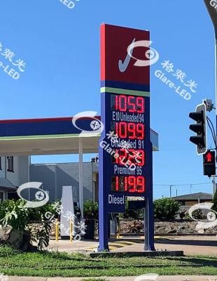 LED Gas Price Panels 10 Inch Digit Height Red High Quality / Bright Visibility Ease of Maintenance Lightweight