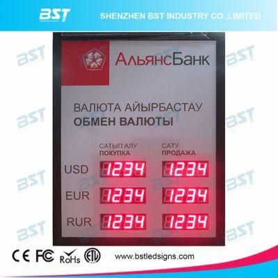 Russia Bank Red Digit Indoor LED Exchange Rate Sign