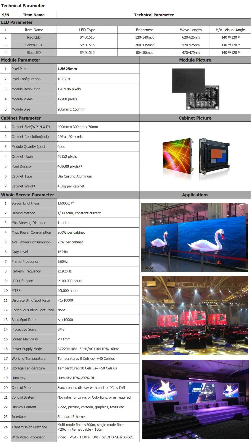 P1.5 Ultra HD Video Wall High Quality Indoor LED Advertising Screen Factory
