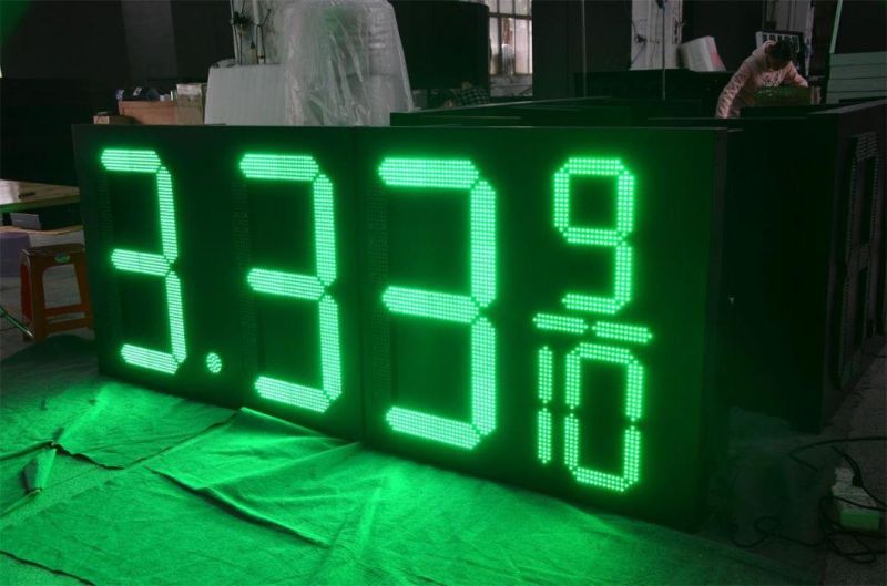 32inch Green LED Gas Price Sign 2.5mx1m Outdoor 7 Segment LED Gas Price Sign 8.88 9/10