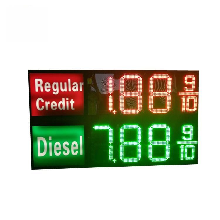 Red/Green/Yellow/White Digit 8888 Outdoor Waterproof Gas Price LED Sign