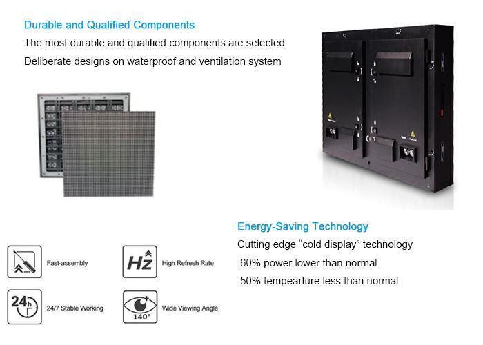 Waterproof Outdoor Ads LED Display, P6 P8 P10 Steel Cabinet LED Panel for Fixed Installation