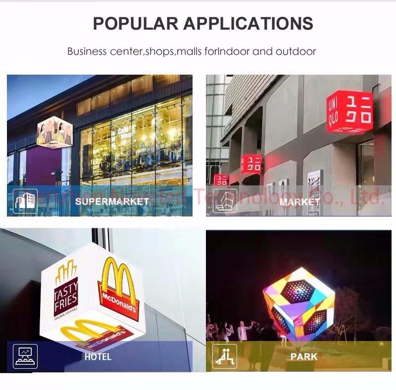 Outdoor Indoor Creative Magic Cube Cuboid Square LED Display Screen Panel for Retail Store Shop Logo LCD Advertising