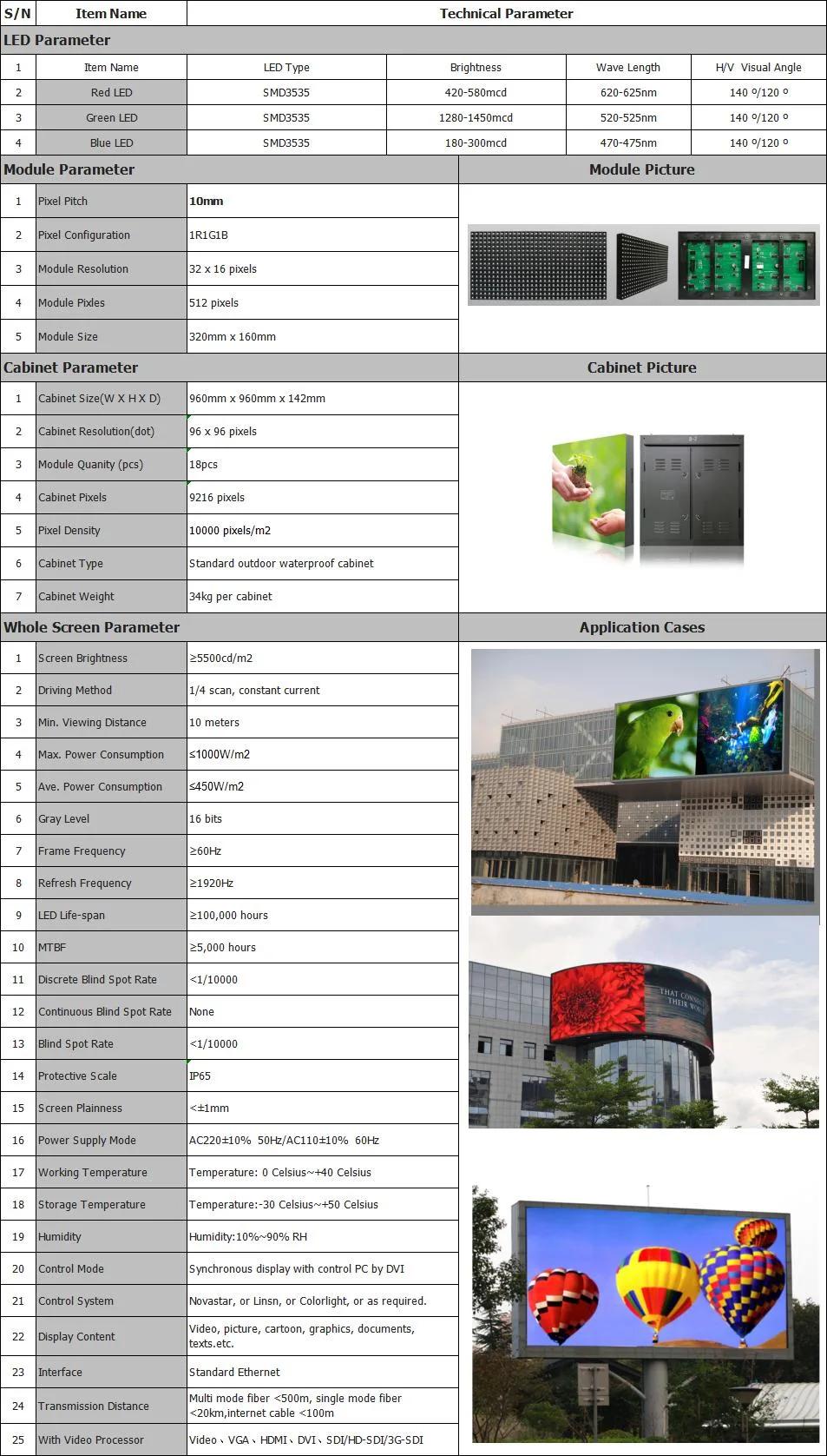 Outdoor Low Power Consumption LED Display Board (P10mm)