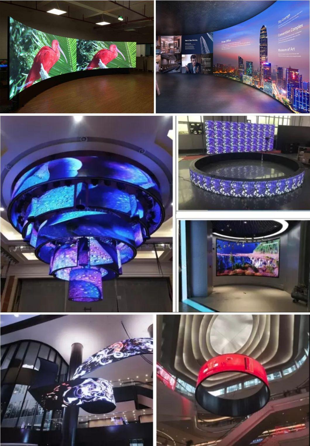 Indoor P3 Curved Soft Flexible LED Video Wall Display Screen for Exhibition Shop Store Cylindrical Column Use